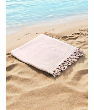 Dusty Pink Cotton Hammam Beach Towel with Knotted Tassles R100